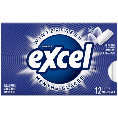 Excel Sugar Free Chewing Gum Winterfresh Flavoured Pack of 12 Pieces 1 EA