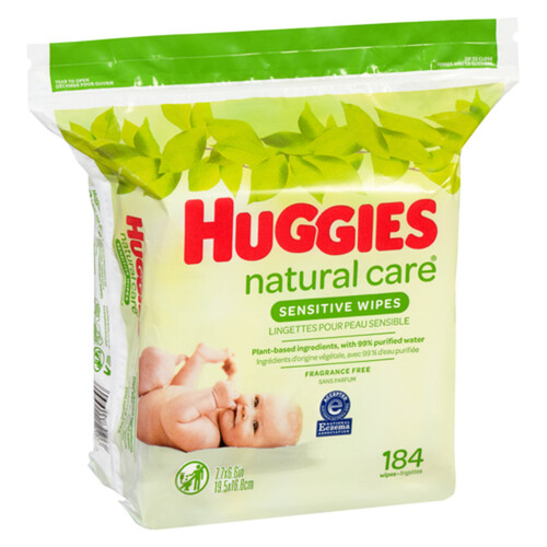 Huggies Natural Care Sensitive Baby Wipes Refill Pack Unscented 184 Count