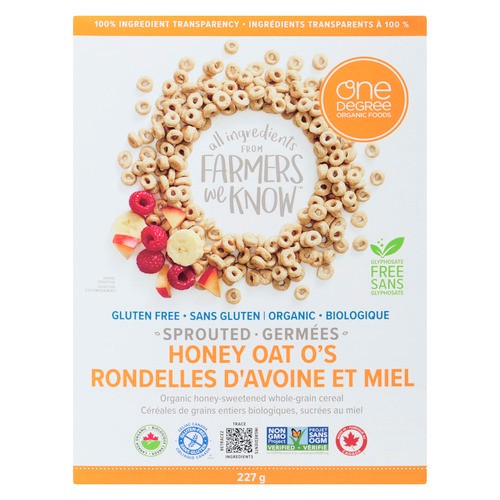 One Degree Organic Foods Honey Oat O's Sprouted 227 g