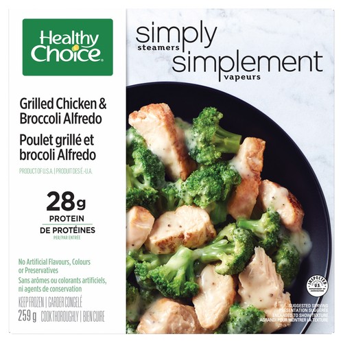 Healthy Choice Simply Steamers Frozen Entrée Grilled Chicken & Broccoli Alfredo 259 g