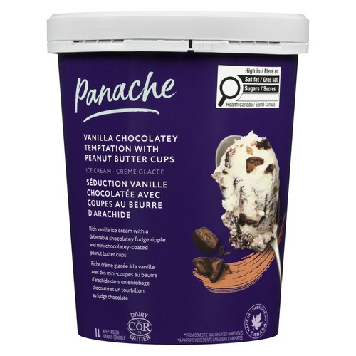 Panache Ice Cream Vanilla Chocolatey Temptation Peanut Butter Cups 1 L