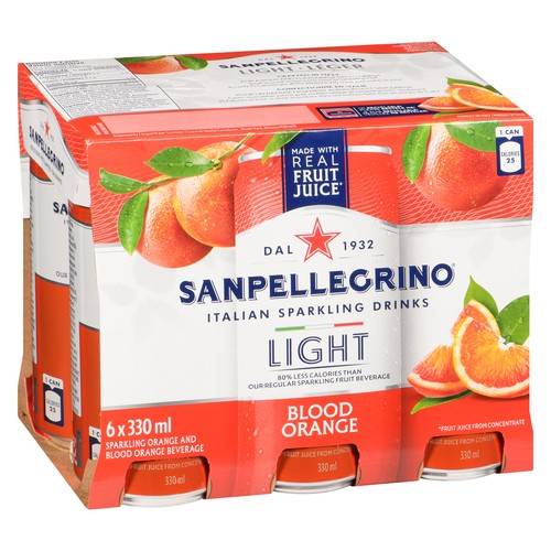 San Pellegrino Sparkling Beverage Light Blood Orange 6 x 330 ml (cans)