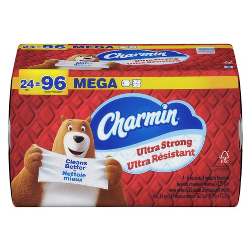 Charmin Toilet Paper Ultra Strong 2-Ply 24 Mega Rolls x 220 Sheets 