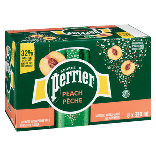 Perrier Sparkling Water Peach 8 x 330 ml (cans)