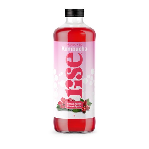 Rise Kombucha Organic Tea Hibiscus & Rose Hips 1 L
