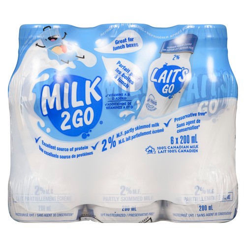 Milk 2 Go 2% Milk Partly Skimmed 6 x 200 ml 