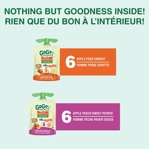 GoGo Squeez No Sugar Added  Fruitz & Veggiez Sauce Snack Pouches Variety Pack 12 x 90 g