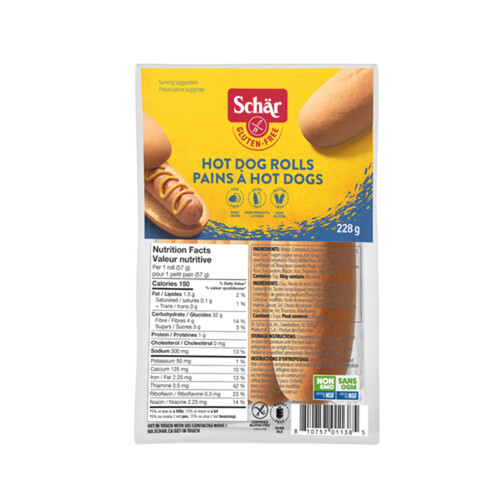 Schar Gluten-Free Hot Dog Rolls 4 x 57 g