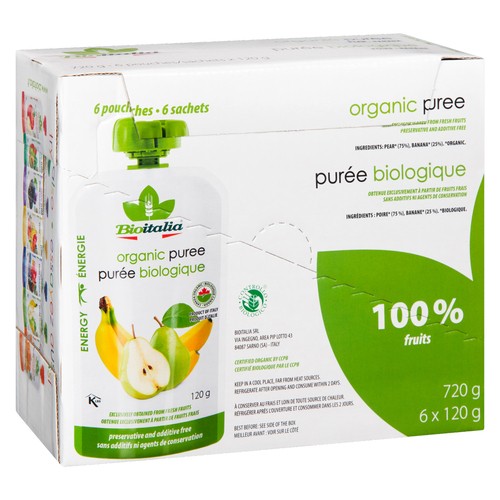 Bioitalia Organic Puree Pear Banana 6 x 120 g