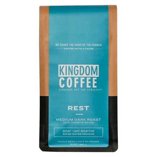 Kingdom Whole Bean Coffee Rest Decaf Medium Dark Roast 340 g