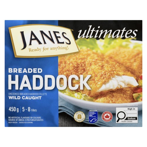 Janes Frozen Haddock Fillets Breaded Uncooked 450 g