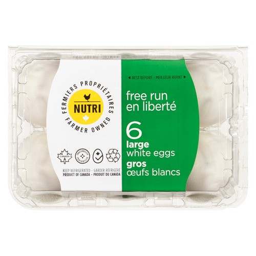Nutri Group White Eggs Free Run Large 6 Count