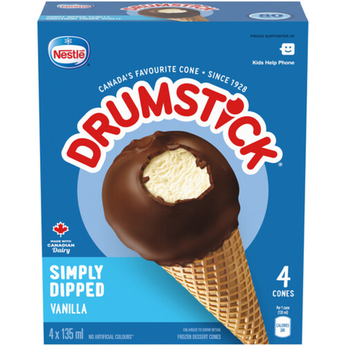 Nestlé Drumstick Frozen Dessert Cones Vanilla 4 x 135 ml