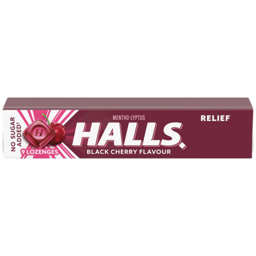 Halls Mentho-Lyptus No Sugar Added Cough Drops Lozenges Black Cherry 9 Count