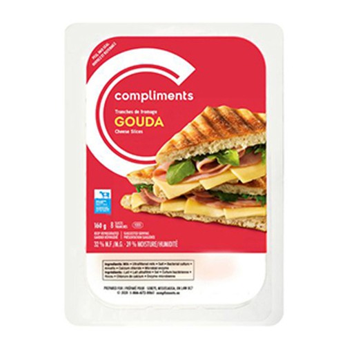 Compliments Sliced Cheese Gouda 8 Slices 160 g