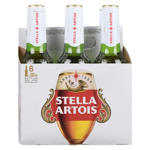 Stella Artois Beer 5% Alcohol 6 x 330 ml (bottles)