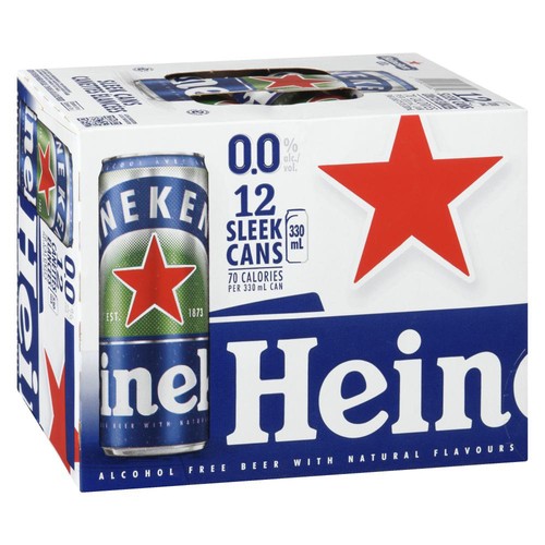 Heineken Non Alcoholic Beer Natural Flavours 12 x 330 ml (cans)