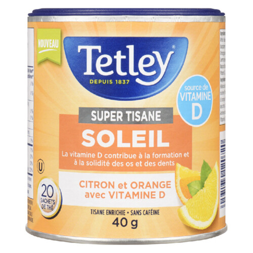 Tetley Super Herbal Tea Sunshine Lemon & Orange With Vitamin D 20 Tea Bags