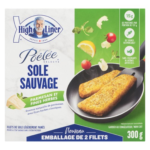 High Liner Frozen Pan Sear Sole Fillets Lightly Breaded With Parmesan Herb 300 g
