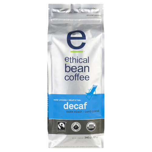 Ethical Bean Organic Whole Bean Coffee Decaf Dark Roast 340 g