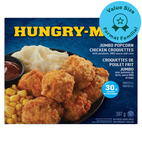 Hungry Man Frozen Entrée Jumbo Popcorn Chicken Value Size 397 g