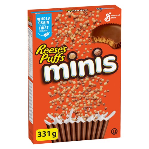 Reese's Puffs Minis Breakfast Cereal Peanut Butter Chocolate Whole Grains 331 g