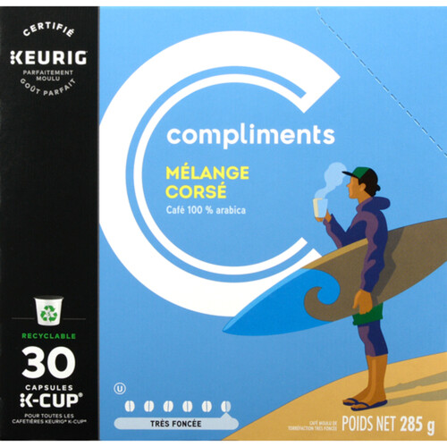 Compliments Coffee Pods Bold Blend Dark Roast 30 K-Cups 285 g