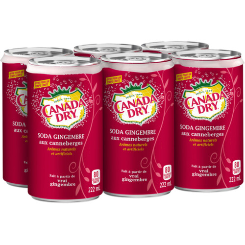 Canada Dry Soft Drink Ginger Ale Cranberry 6 x 222 ml (cans)