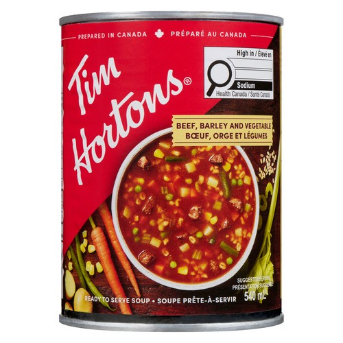 Tim Hortons Canned Soup Beef Barley + Vegetables 540 ml
