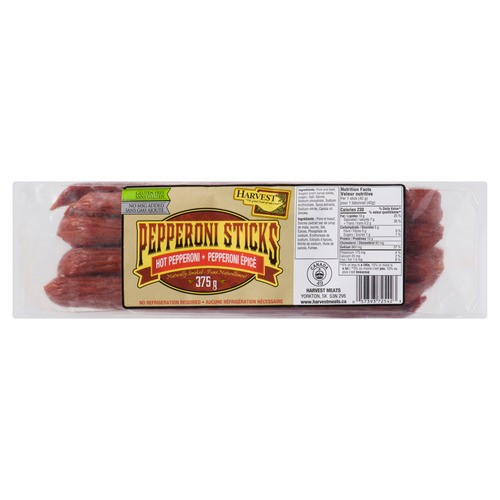 Harvest Meats Shelf Stable Pepperoni Sticks Hot 375 g