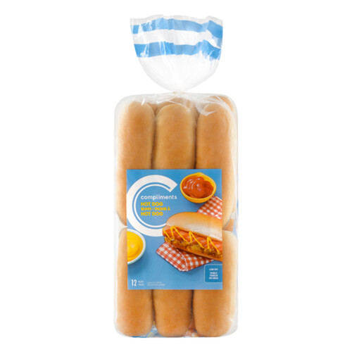 Compliments Hot Dog Buns 12 Pack 490 g