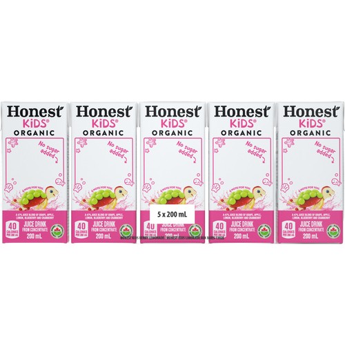 Honest Kids Organic Juice Boxes Berry Lemonade 5 x 200 ml