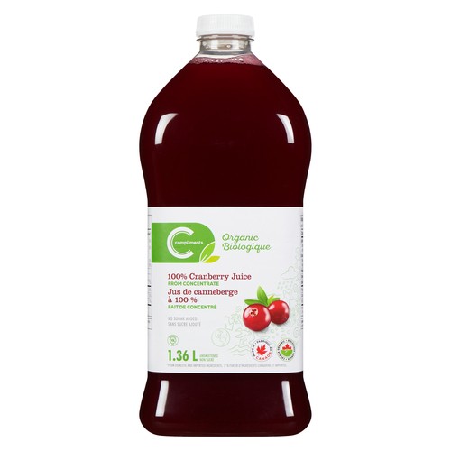 Compliments Organic Juice 100% Cranberry 1.36 L (bottle)