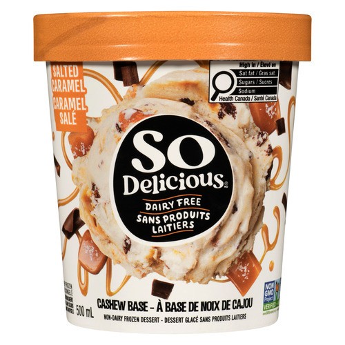 So Delicious Dairy-Free Cashew-Based Frozen Dessert Salted Caramel Cluster 500 ml
