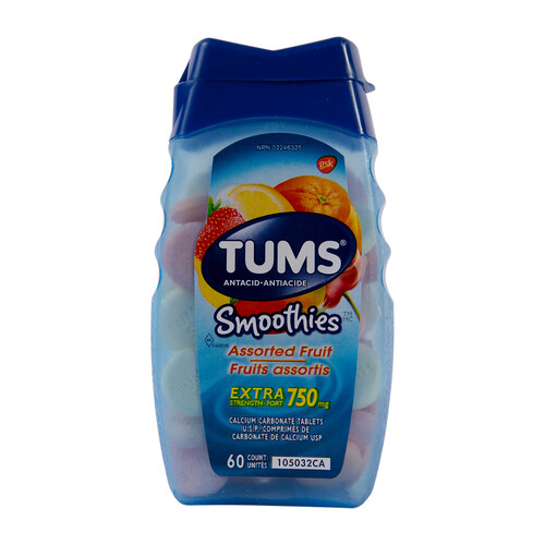 Tums Smoothies Extra Strength Fruit 750 mg 60 Count