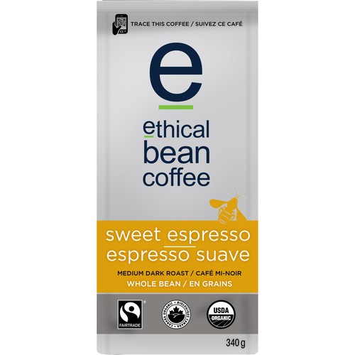 Ethical Bean Whole Bean Coffee Medium Dark Roast Sweet Espresso 340 g