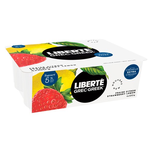 Liberte Greek Yogurt 5% Strawberry Lemon Zest 4 x 100 g