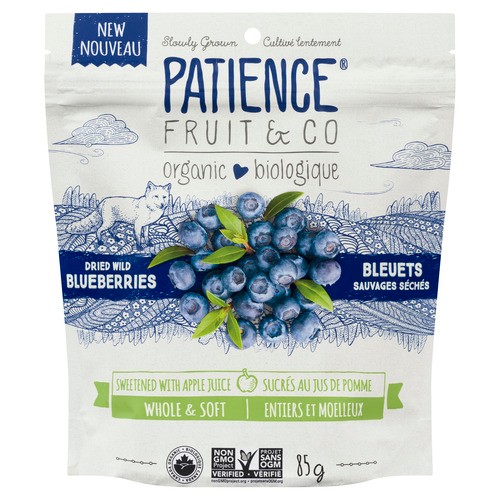 Patience Fruit & Co. Organic Whole Soft  Wild Blueberry Dried With Apple Juice 85 g
