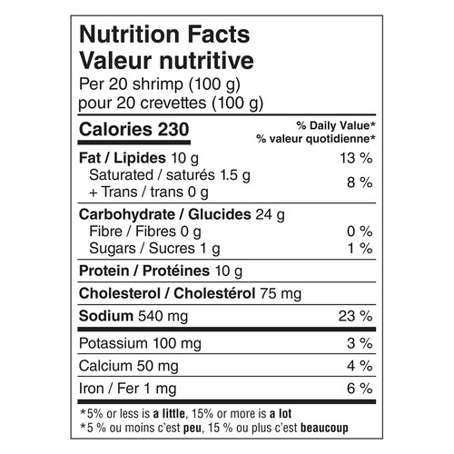 BlueWater Seafoods Frozen Breaded Tail-Off Popcorn Shrimp 325 g