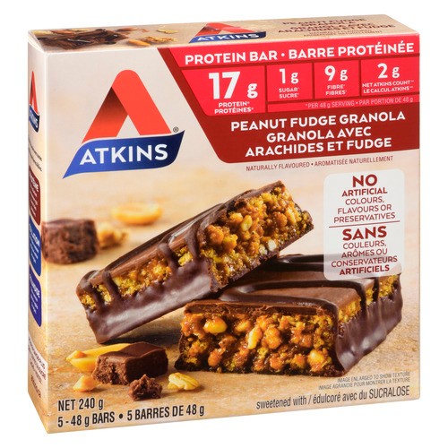 Atkins Protein Granola Bar Peanut Fudge 5 x 48 g
