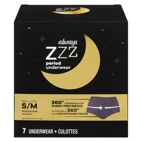 Always Zzz Period Underwear Disposable 360 Degree Coverage Small / Medium -  7 Count - Safeway