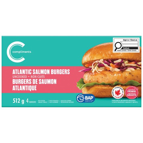 Compliments Frozen Burger Patties Atlantic Salmon 512 g