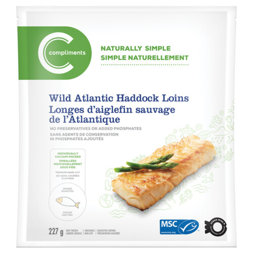 Compliments Frozen Wild Atlantic Loins Haddock 227 g