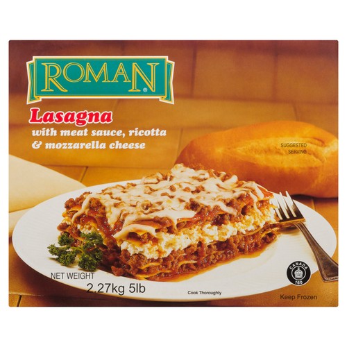 Roman Frozen Lasagna Tray With Cheese And Meat 2.27 kg