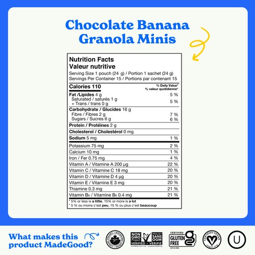 Made Good Organic Granola Minis Chocolate Banana Value Size 15 x 24 g