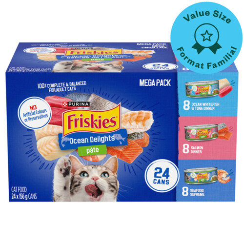 Friskies Wet Cat Food Pâté Ocean Delights Variety Pack 24 x 156 g