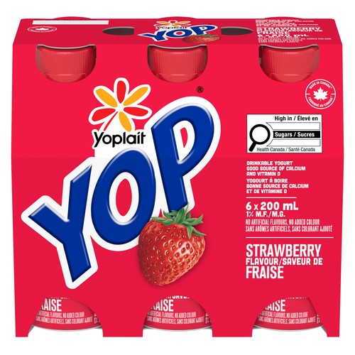Yoplait Yop 1% Drinkable Yogurt Strawberry 6 x 200 ml