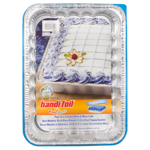 Handi-Foil Cake Pan With Blue Lid 2 Pack