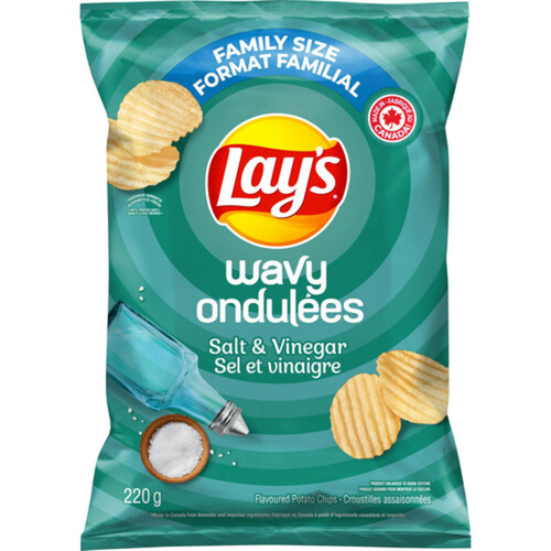 Lay's Potato Chips Wavy Salt & Vinegar 220 g