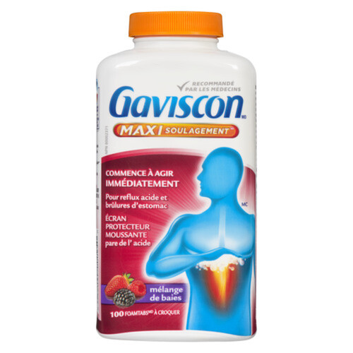 Gaviscon Max Relief Chewable Foamtabs Berry Blend 100 EA